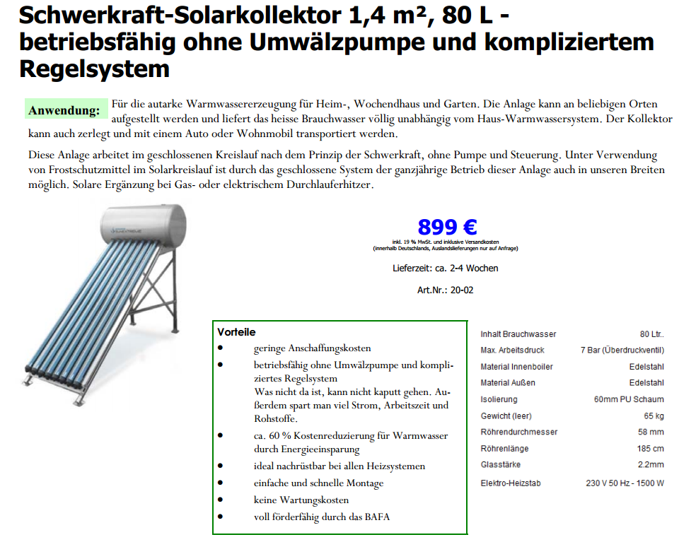 Industrie-Schwerkraft-Solarkollektor