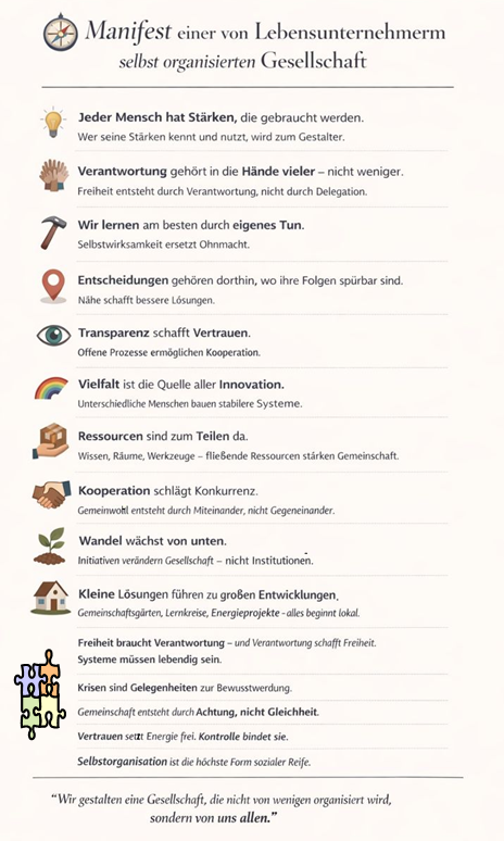 Manifest einer von Lebensunternehmern selbst organisierten Gesellschaft