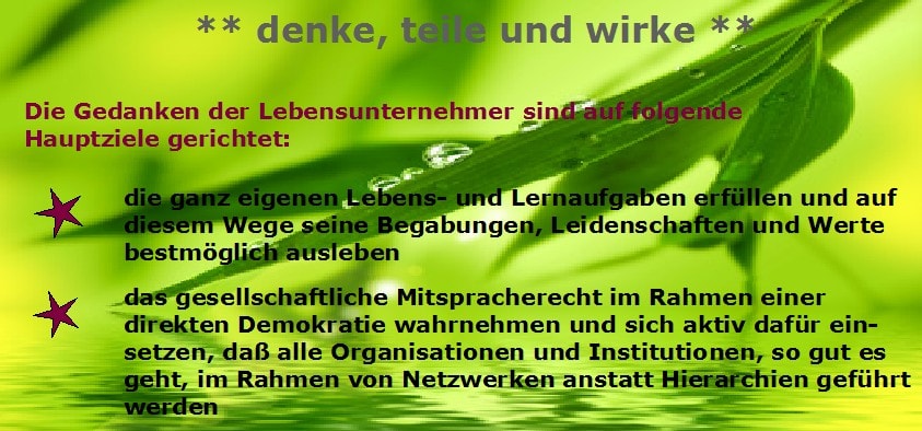 hauptziele der lebensunternehmer