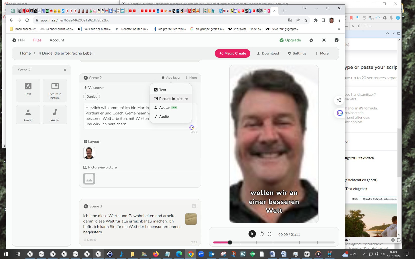 bestimmte elemente in das video einbauen - fliki AI