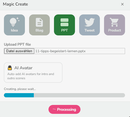 ein Video aus einer PPT-Datei erstellen - fliki AI