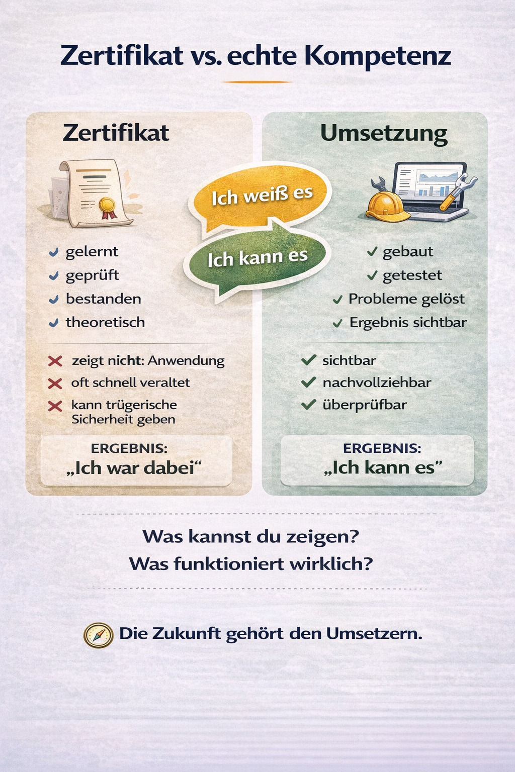 Du hast es gelernt aber kannst du es auch