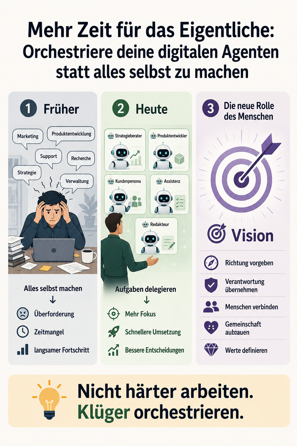 Mehr Zeit für das Eigentliche - Orchestriere deine digitalen Agenten statt alles selbst zu machen